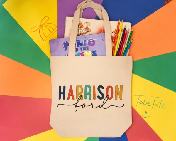 Library Canvas Tote Bag, Preschooler Book Bag Birthday Gift, Teacher School bag Appreciation Gift - Image 3