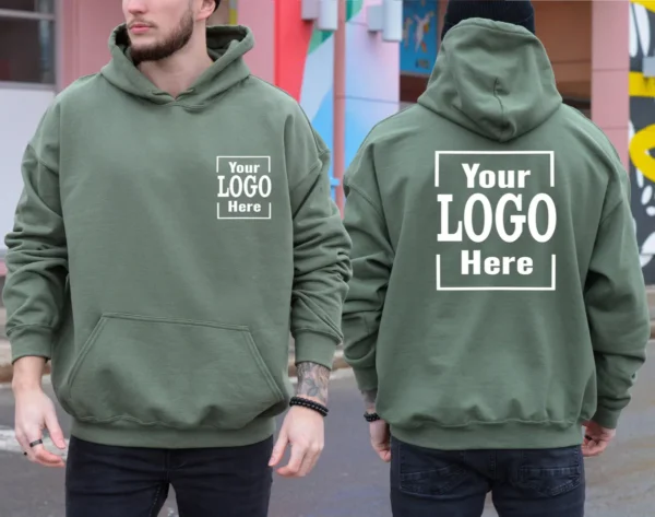 Custom Logo Sweatshirt, Your Business Logo or Brand Logo, Front and Back Logo Hoodie
