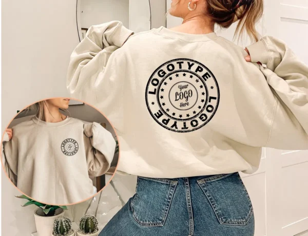 Custom Logo Sweatshirt, Your Business Logo or Brand Logo, Front and Back Logo Hoodie - Image 2