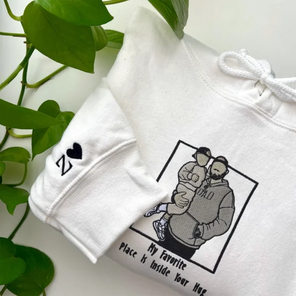 Embroidered Portrait Sweatshirt, Custom Photo on Hoodie Embroidered - Image 2