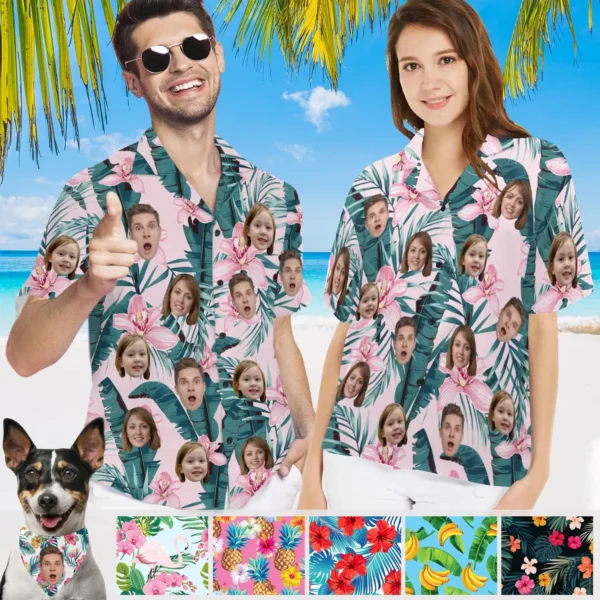 Custom Hawaiian Shirt with Face, Personalized Hawaiian Shirt Face,Photo, Customized Button Shirt - Image 2