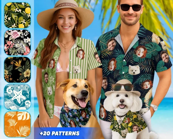 Custom Hawaiian Shirt With Face, Personalized Aloha Hawaiian Shirt, Customize Face for Pet Men Women - Image 2