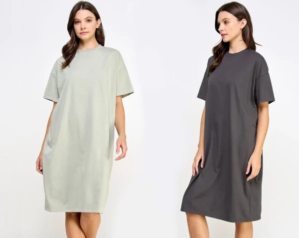 USA Made Oversized Garment Dyed Heavy Premium Cotton T Shirt Dress - Image 4
