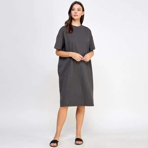 USA Made Oversized Garment Dyed Heavy Premium Cotton T Shirt Dress - Image 2