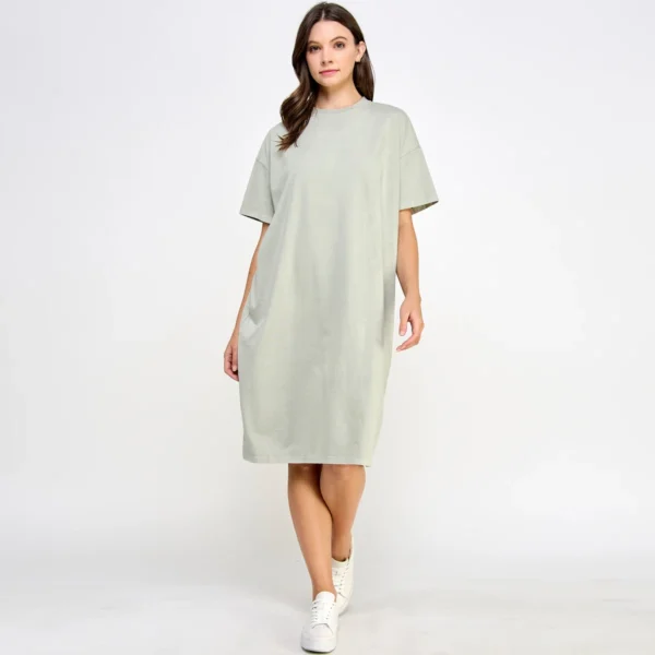 USA Made Oversized Garment Dyed Heavy Premium Cotton T Shirt Dress - Image 9