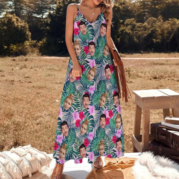 Custom Face Hawaiian Shirt, Personalized Photo Long dress, Photo Men Shirt - Image 4