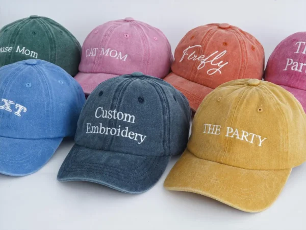Personalized Text Hat, Custom Logo Embroidered Hat, Retro Baseball Hat