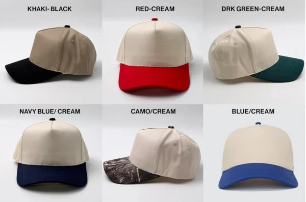 Custom upside down two, tone cream camouflage snapback cap Custom Two Tone Hat Embroidered - Image 4
