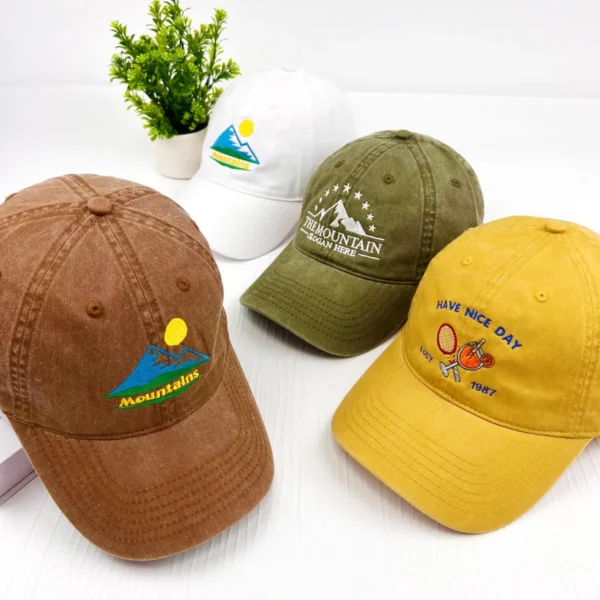 Custom Embroidered Cap with text, 3D text,Logo, Personalized Baseball hat washed hat - Image 9