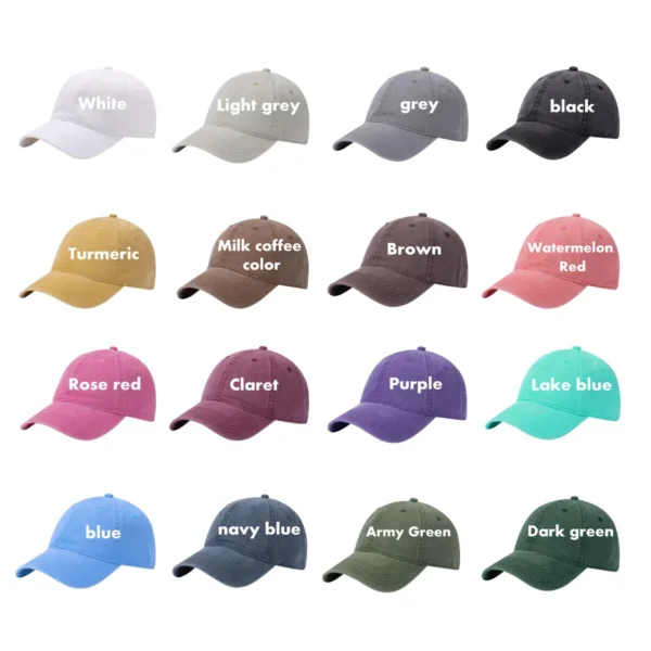Custom Embroidered Cap with text, 3D text,Logo, Personalized Baseball hat washed hat - Image 12